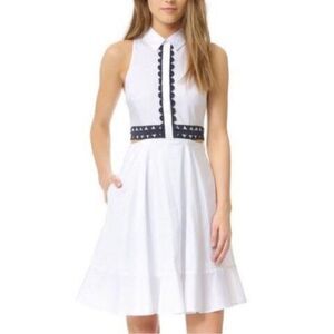 Jonathan Simkhai Cutout Trim Shirt Dress Size Small White Sleeveless Pop…